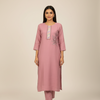 Light Lavender Kurtis with Floral Embroidery work