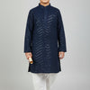 Boys Navy Blue Chikankari Rayon Sequin Embroidered Kurta Pajama Set