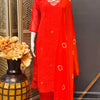 Orange Leheriya Georgette Kurti set