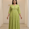 Plus Size Green Anarkali Kurti - Soft Rayon Ethnic Wear