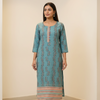Dark Sea Green Digital Print Chikankari Kurti - Women's Ethnic Wear