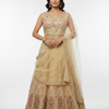Plus Size Heavy Work Light Gold Lehenga Set - Net Fabric Party & Wedding Wear