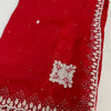 Crushed tissue saree with pearl bead work