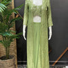 Indo Western Georgette Skirt Set with Embroidered Jacket - Thin Strap Blouse