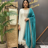 Plus size- Half White Anarkali kurti sets