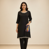 Black Cord Set - Kurti with Beads Work on Pocket