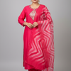 Womenβs Plus Size Pink Roman Silk Kurti Set - Anandi Fashions