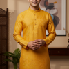 Size 36-Mens Kurta - Elegant Yellow Kurta with Silk Pajama