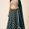 Plus Size Georgette Teal Blue Lehenga Set with Heavy Embroidery