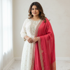 Plus size- Half White Anarkali kurti sets