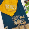 Semi Benarasi Saree with Contrast Stitched Blouse - Premium Quality
