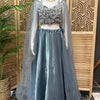 Fancy Satin Silk Lehenga Choli Set - Long Sleeves Party Wear