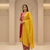 Party Wear Kurti Set with Contrast Dupatta - Vichitra Silk
