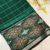 Mangalagiri Checks Saree with Ikkat Print