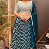 Plus Size Georgette Teal Blue Lehenga Set with Heavy Embroidery - Party & Wedding Wear