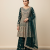 Heavy Embroidery Work Sharara set with Peplum Top