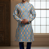 Chikankari Kurta - Multicolor Mens Silk Chikankari Kurta -NO pants Included