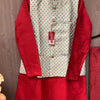 Party Wear for Men - Yellow and Red Men’s kurta set with Vest