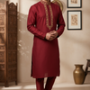 Kurta Pajama Set - Maron Kurta Set for Men with Embroidery