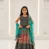 Green and Pink Cute kids lehenga set