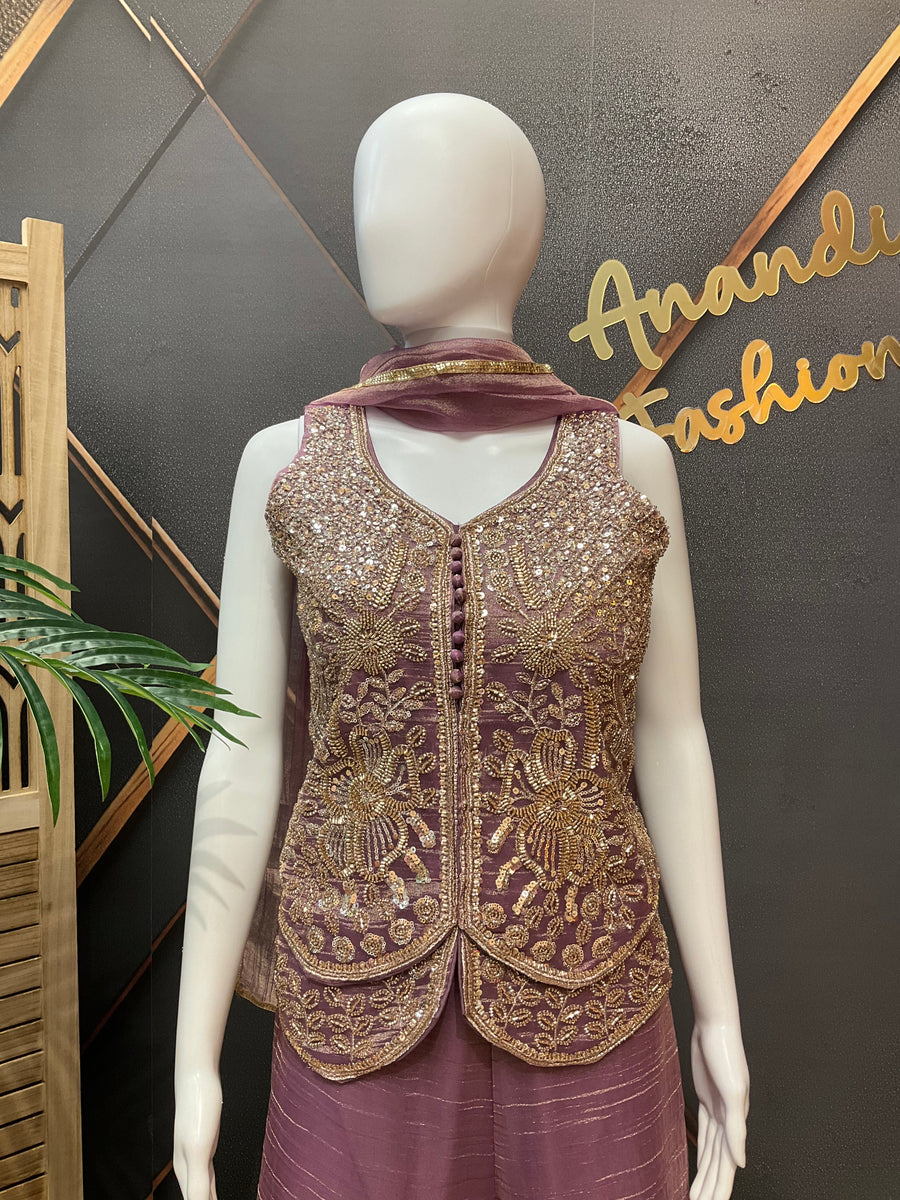 Women’s light Purple Party Wear Palazzo set