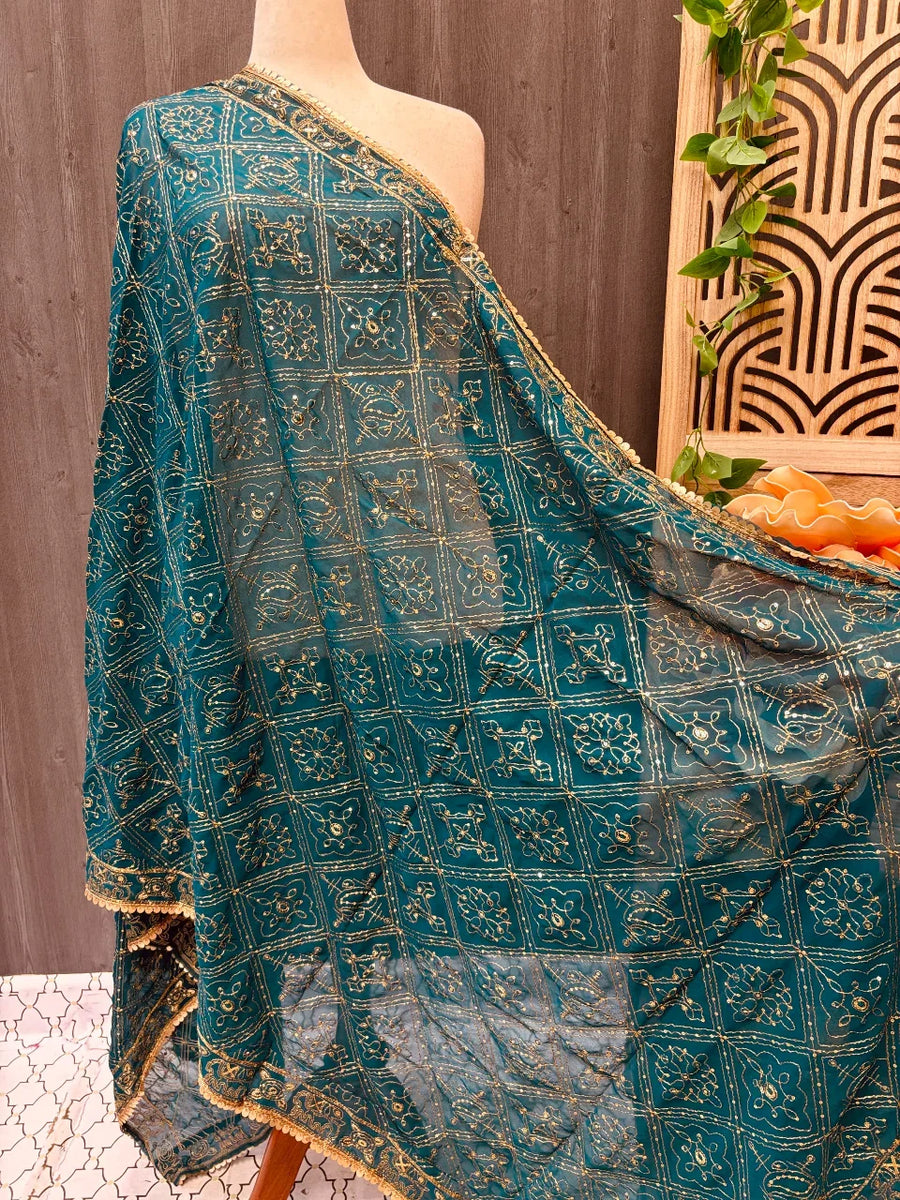 Gold Zari Embroidery Duppattas