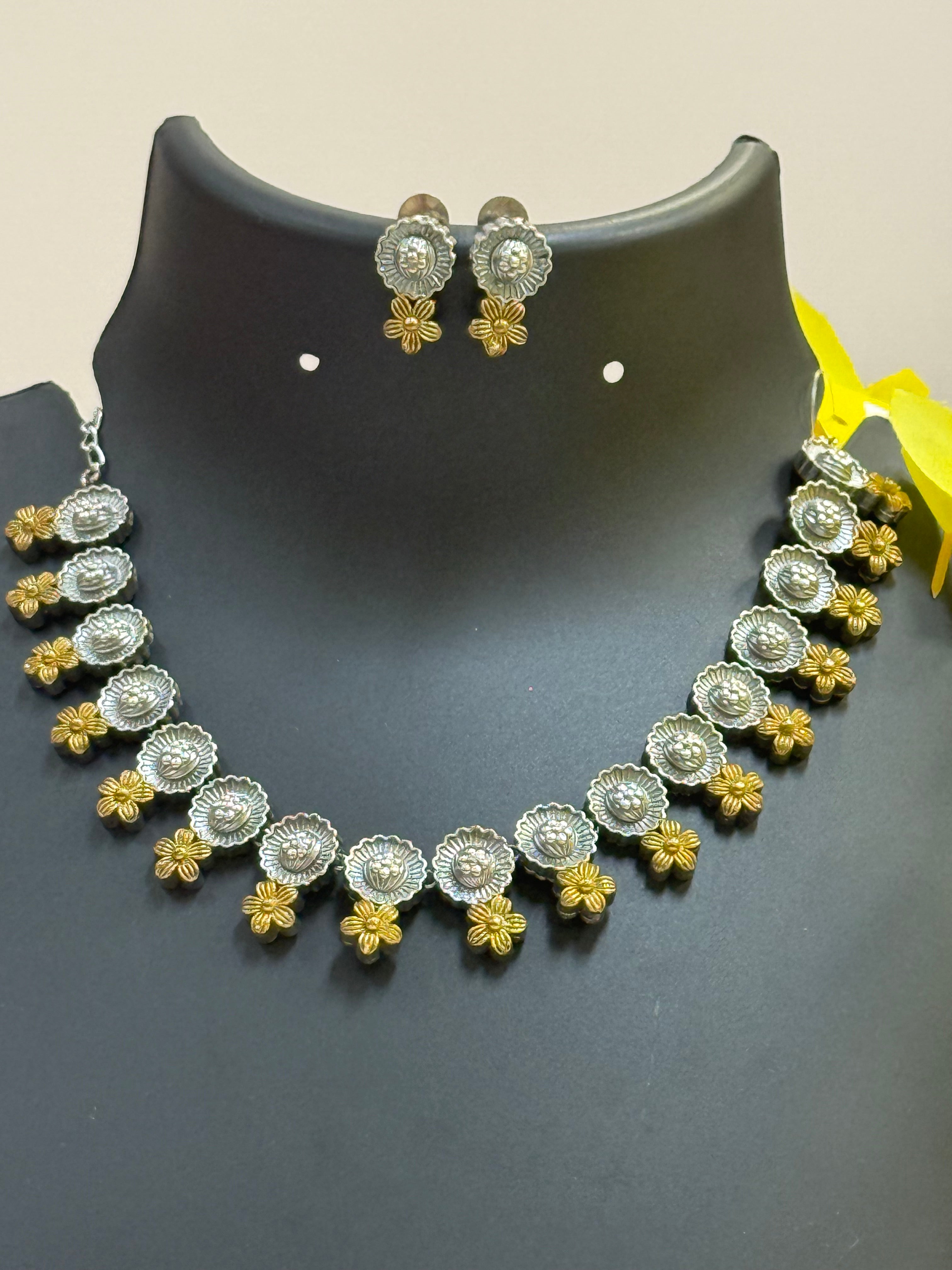 Dual Tone German Silver Necklace set