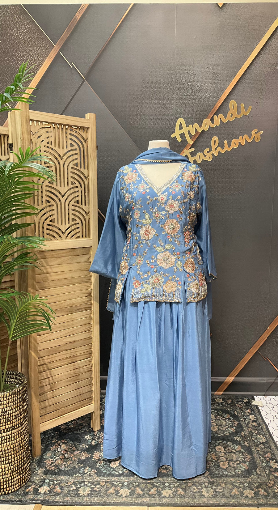 Plus size Blue Party Wear lehenga set