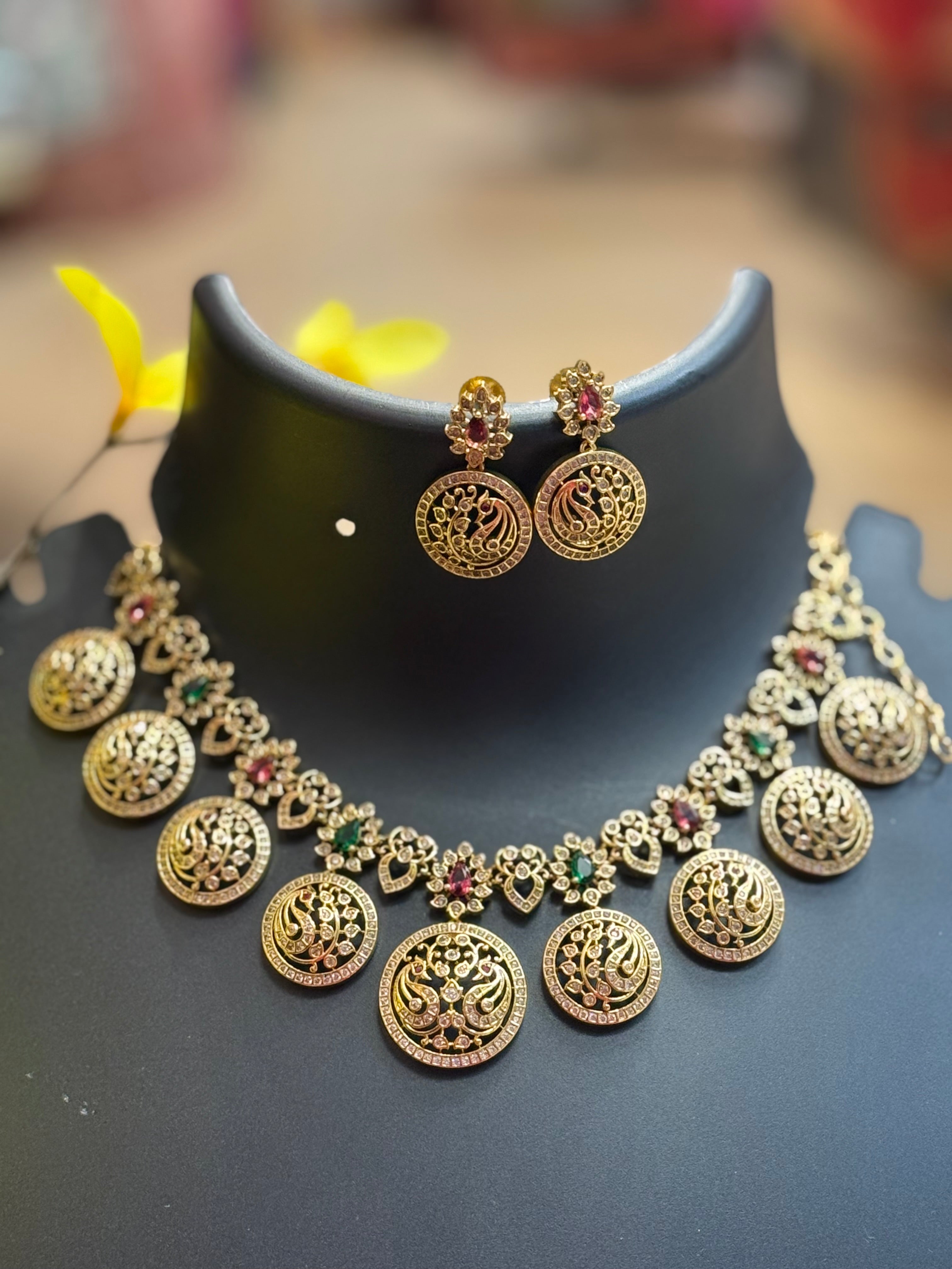 Gold Finish Necklace set- Bottu Mala