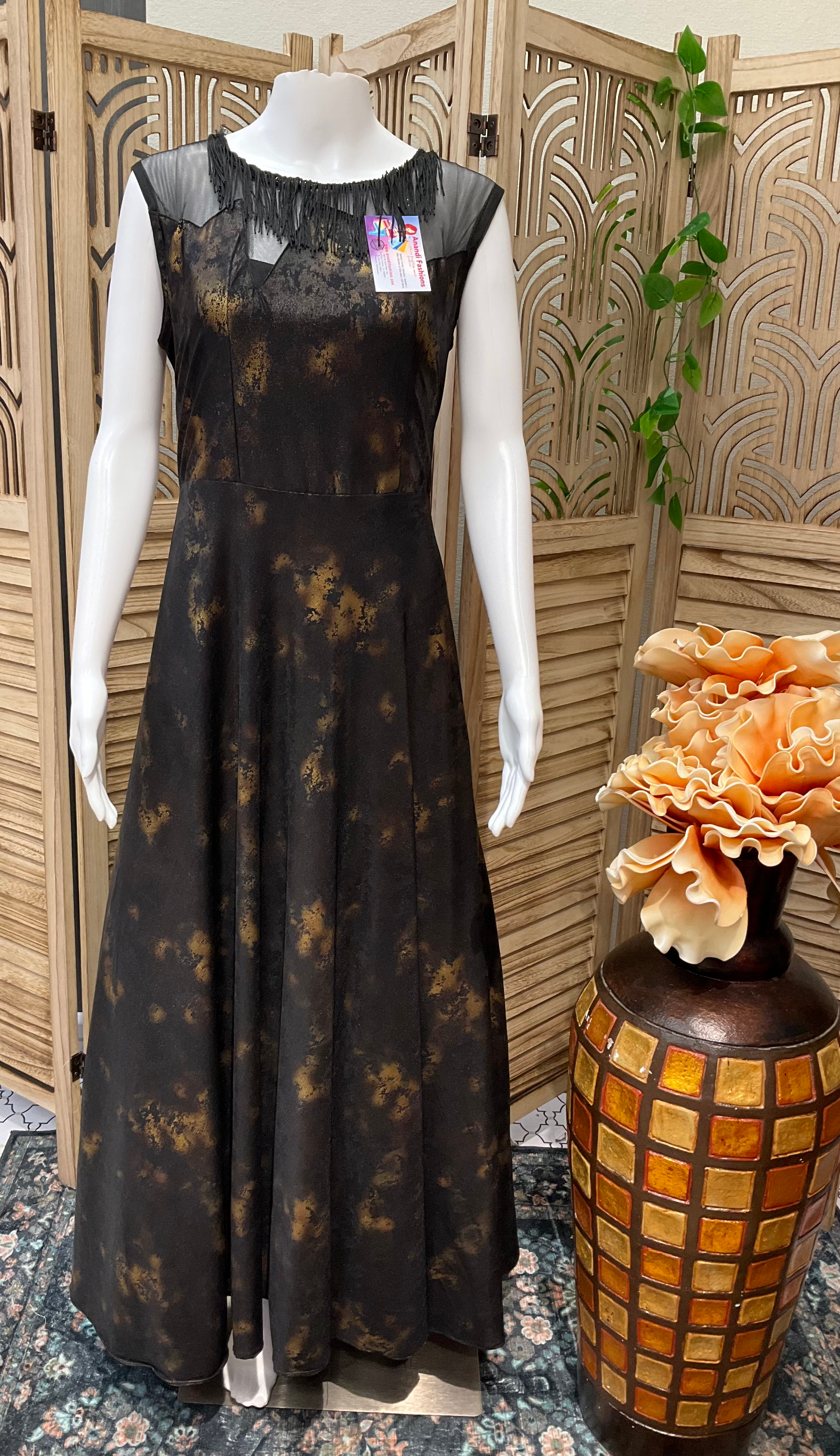 Size 40/US S-Black Fancy Long frock/Gown image 1