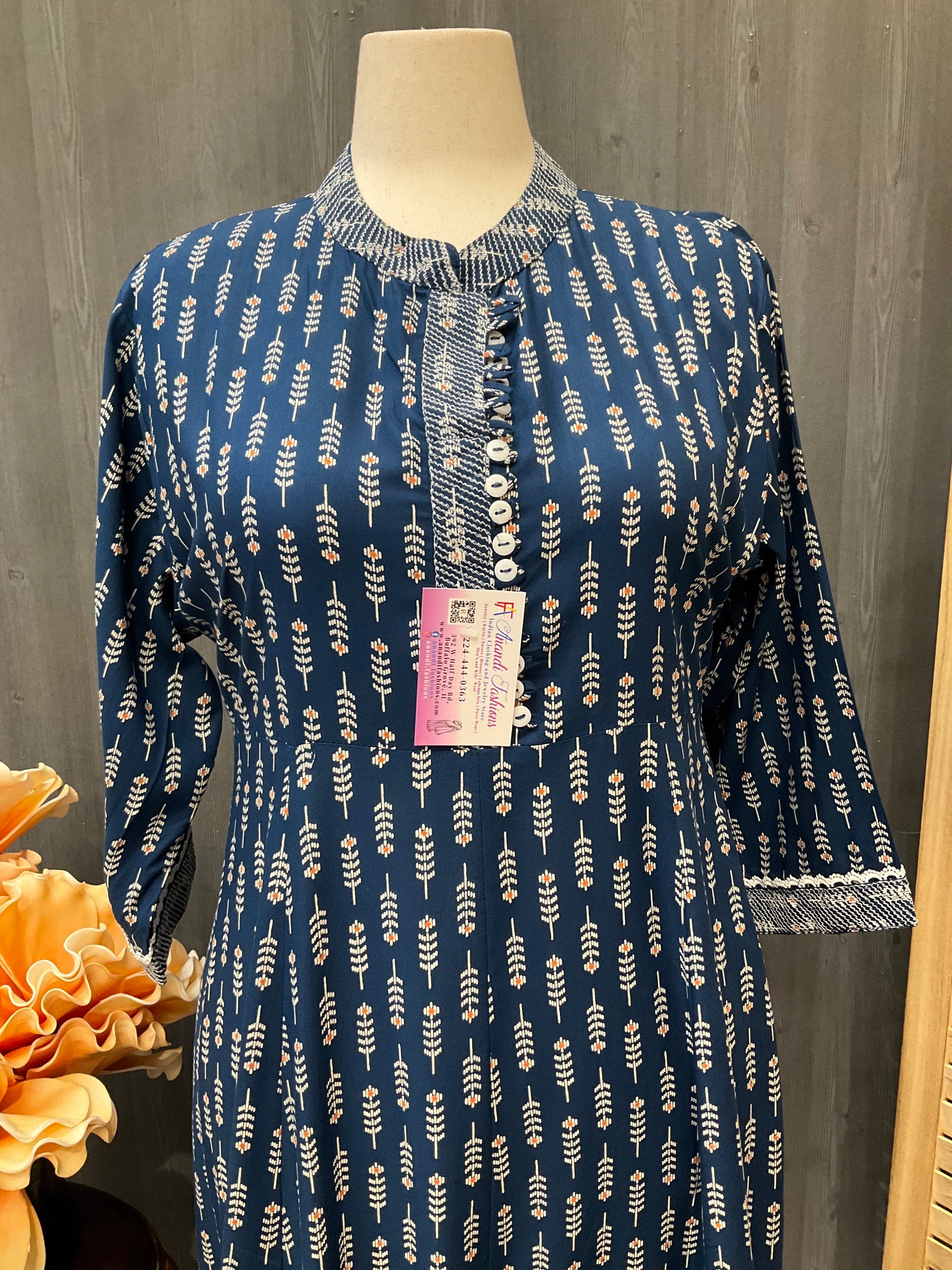 Plus Size - Blue Color Anarkali Kurti  image 1