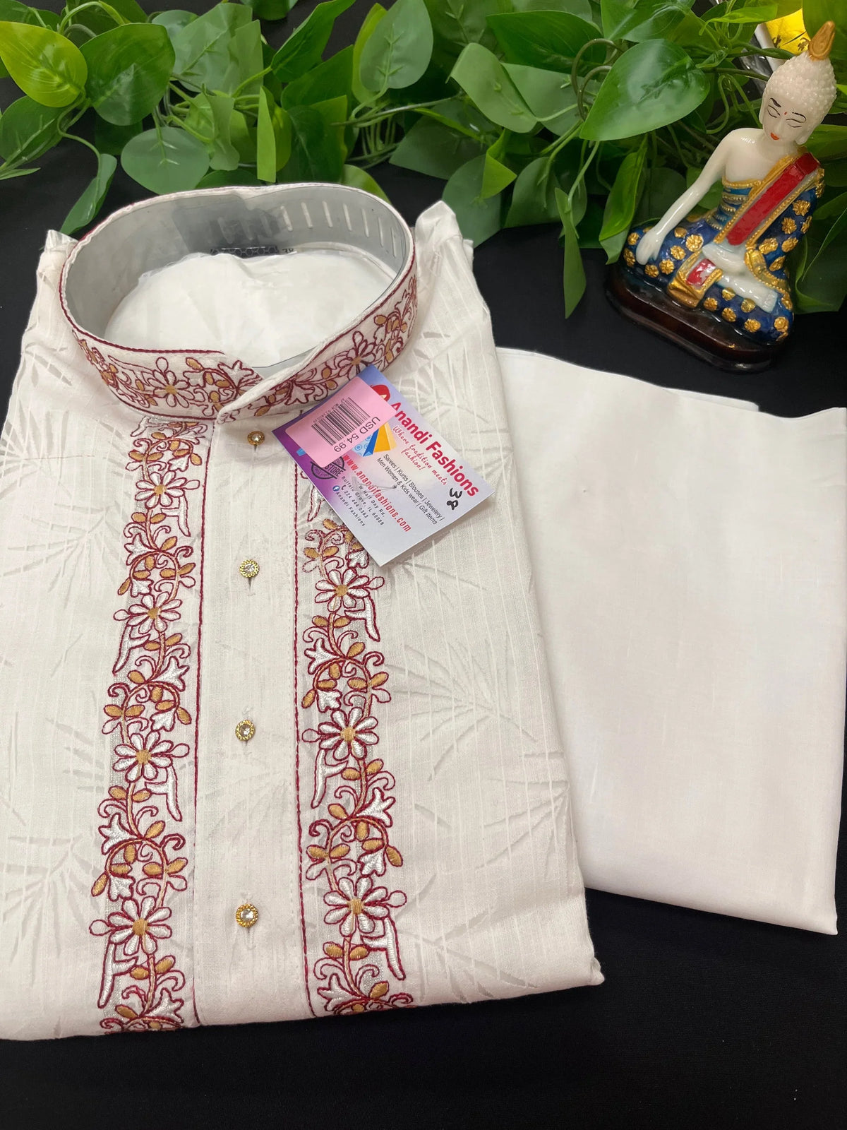Kurta Pajama for Men - Elegant White Kurta Pajama with Embroidery