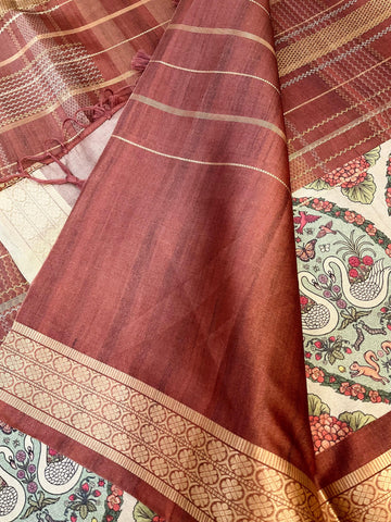 Light Weight Fancy Silk Saree with Animal Design Border