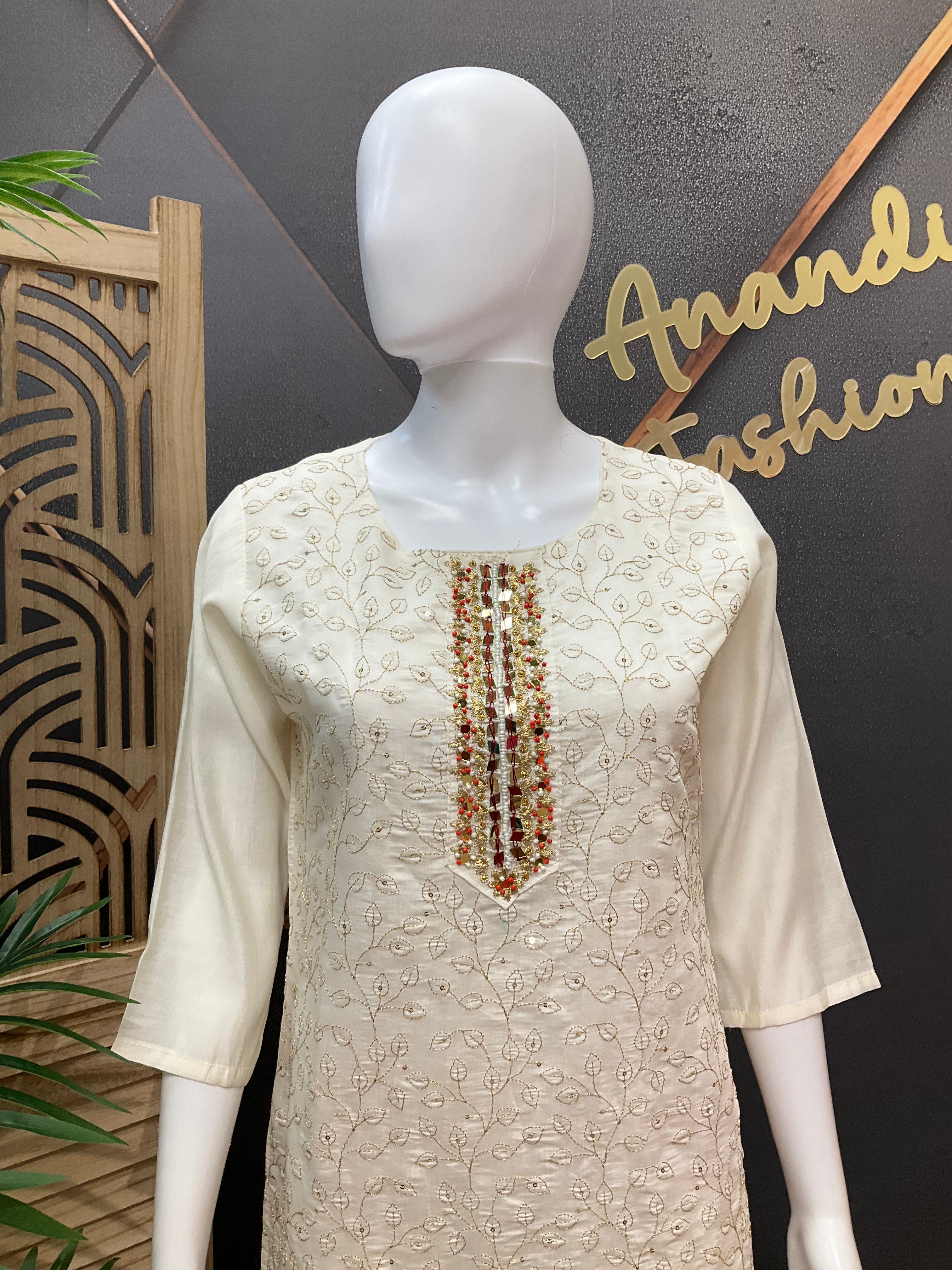 Half White Kurti