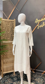 Soft Rayon White Chikankari Kurti