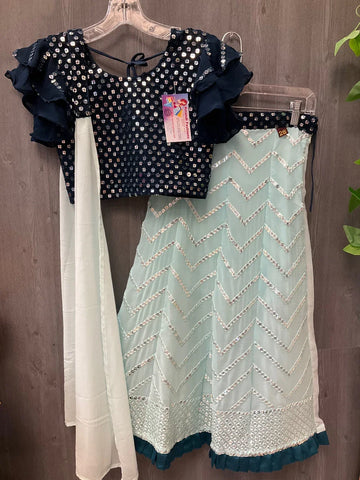 Little Girls -  party wear Blue lehanga set- size 28
