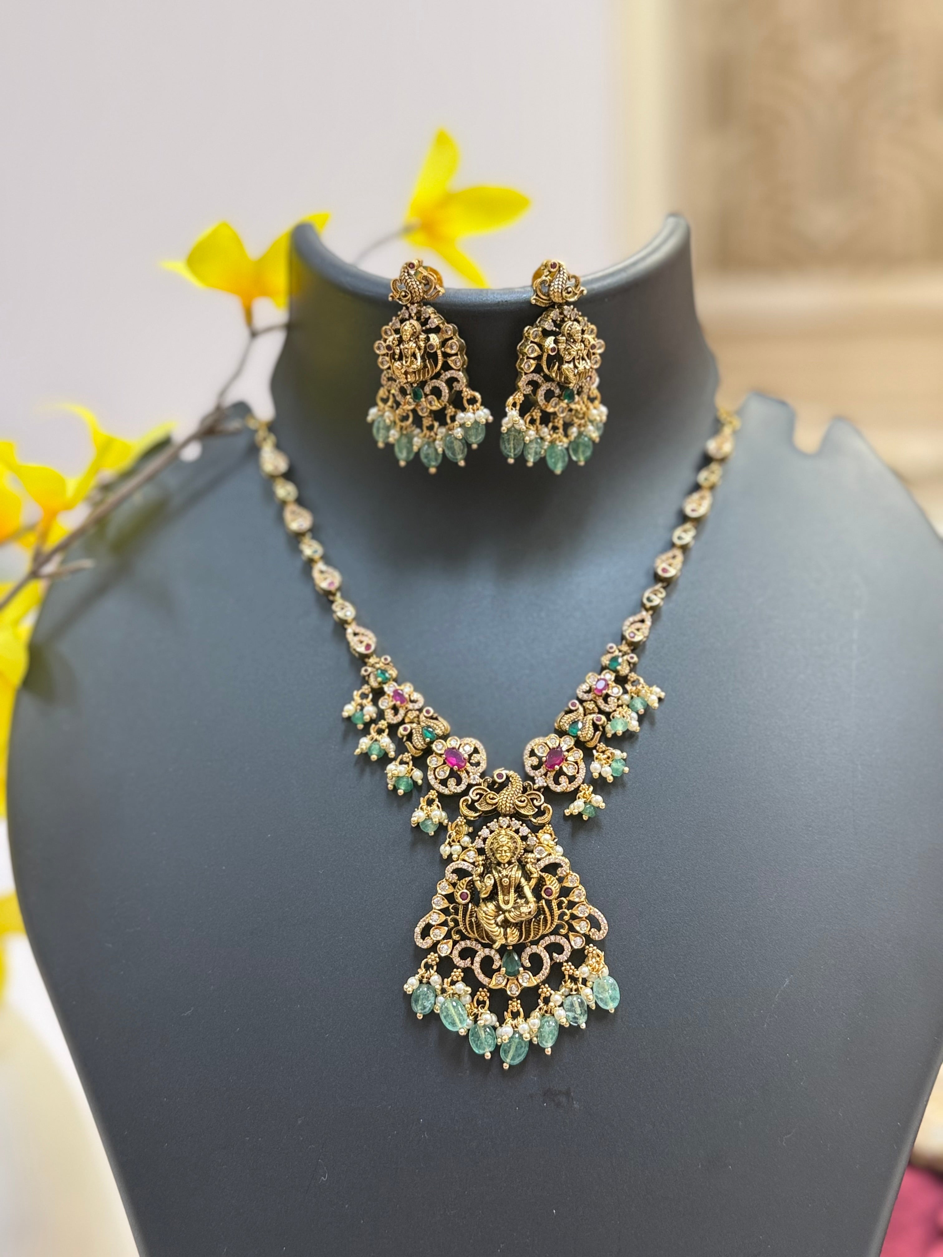 Temple Jewelry - Goddess Lakshmi Necklace set
