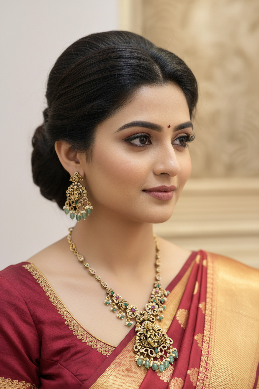 Temple Jewelry - Goddess Lakshmi Necklace set