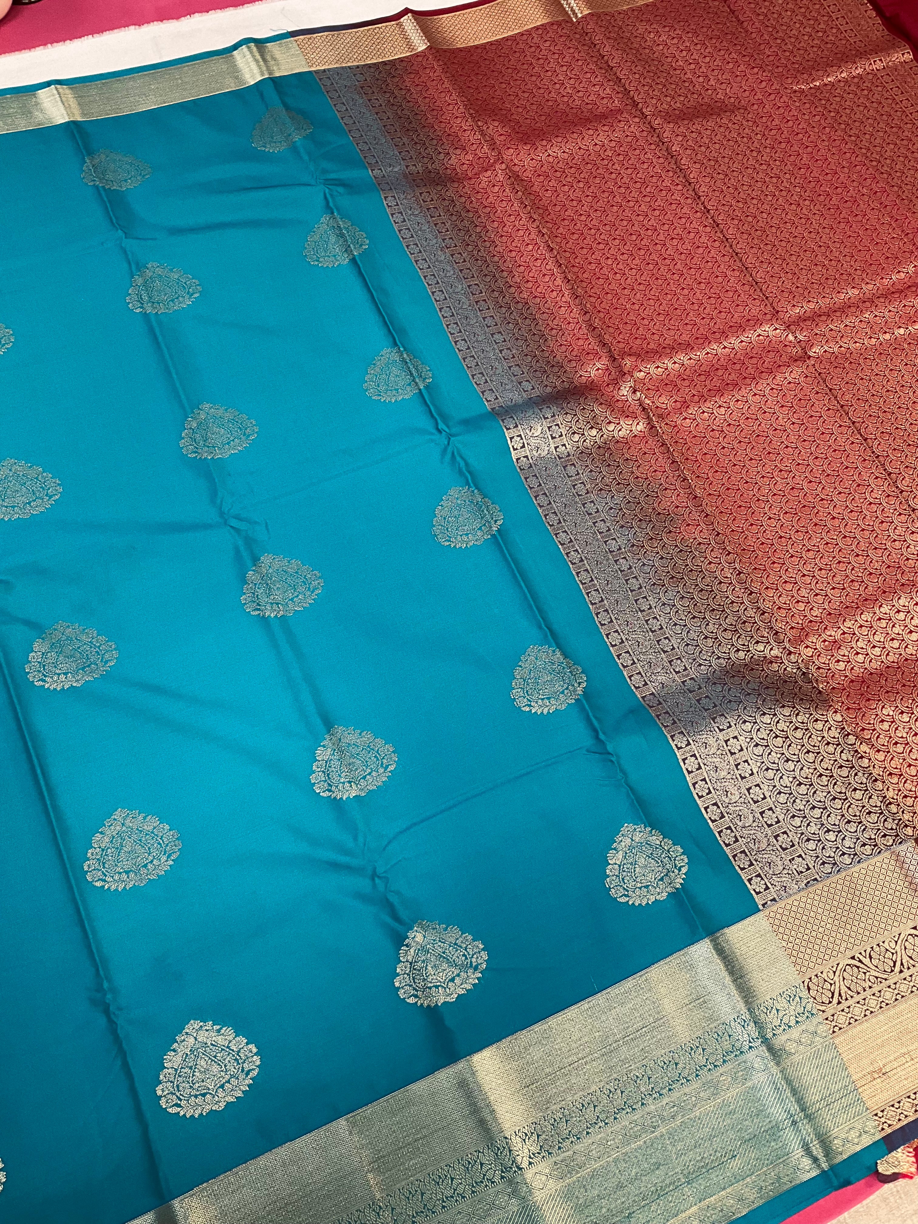 Blue Semi Silk Kanjeevaram Saree