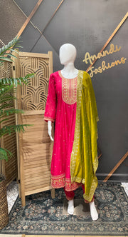 Pink Party Wear Anarakali Kurti set