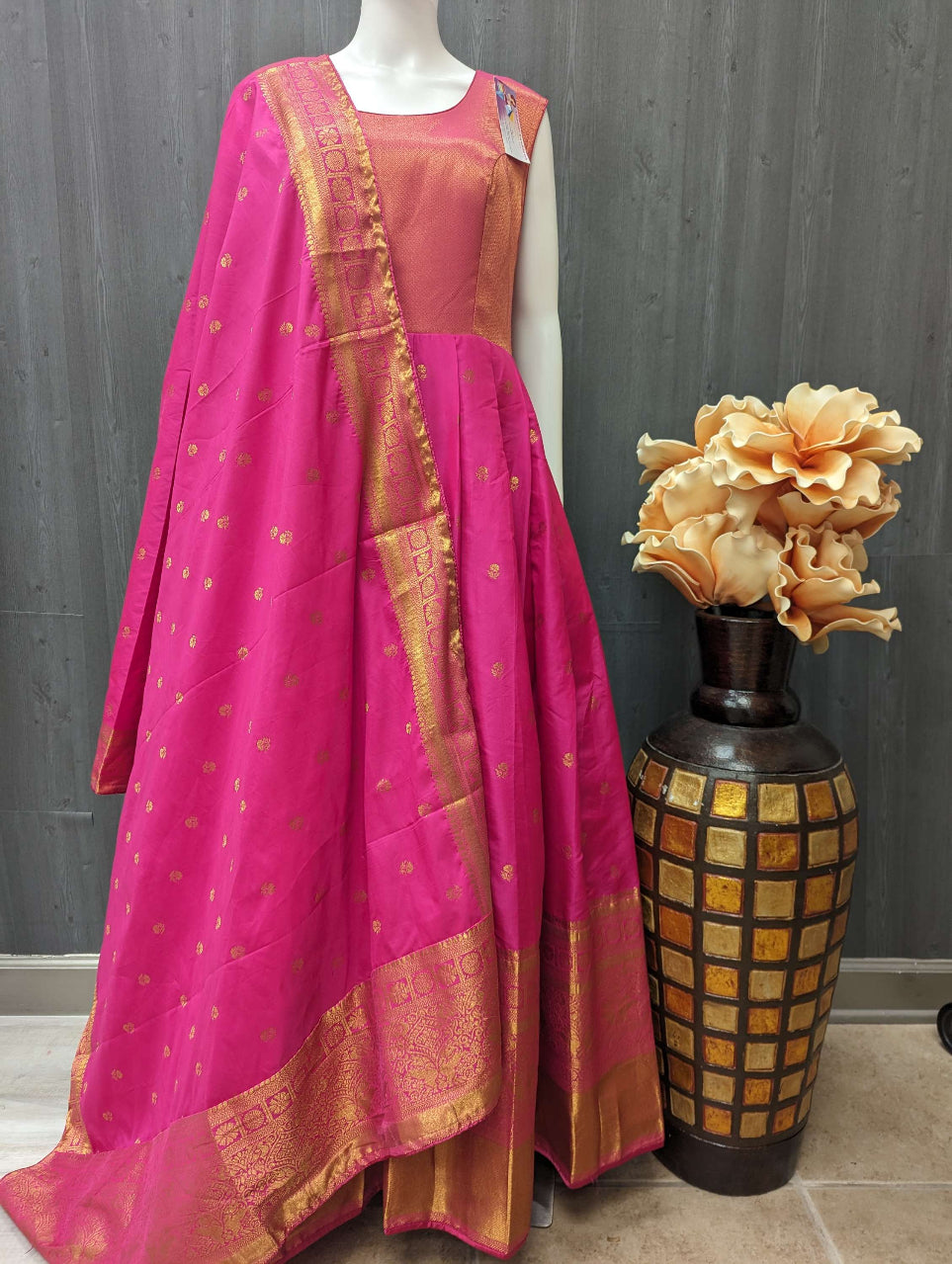 Indian Party Dresses - Heavy Silk floor length party wear dress Size 40 image 1