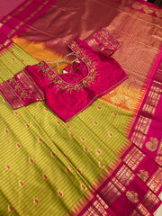 Semi Gadwal Silk saree with stitched work blouse