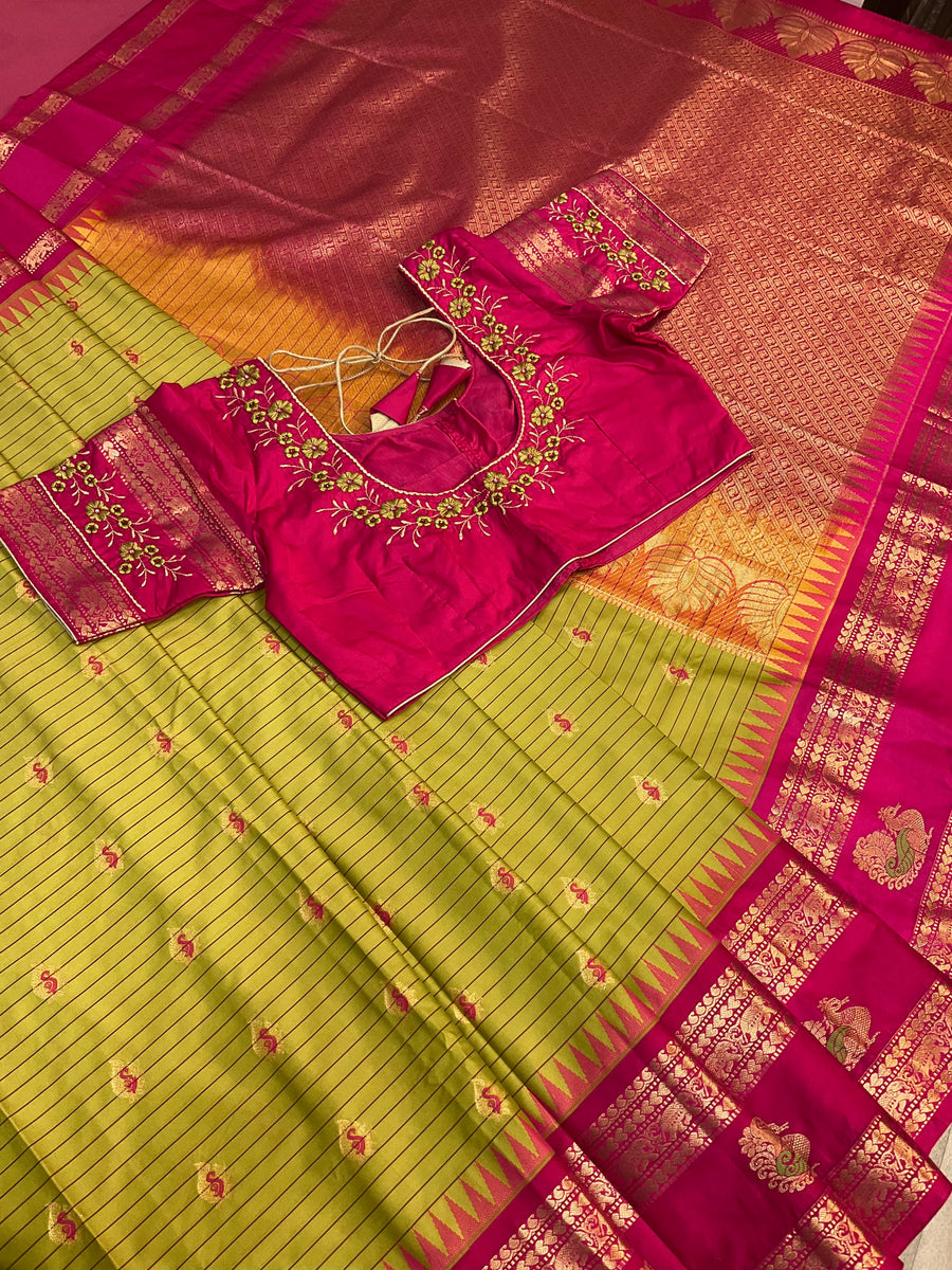 Semi Gadwal Silk saree with stitched work blouse