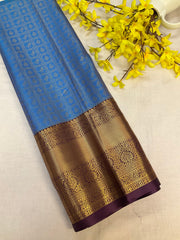 Blue Semi Silk Kanjeevaram Saree