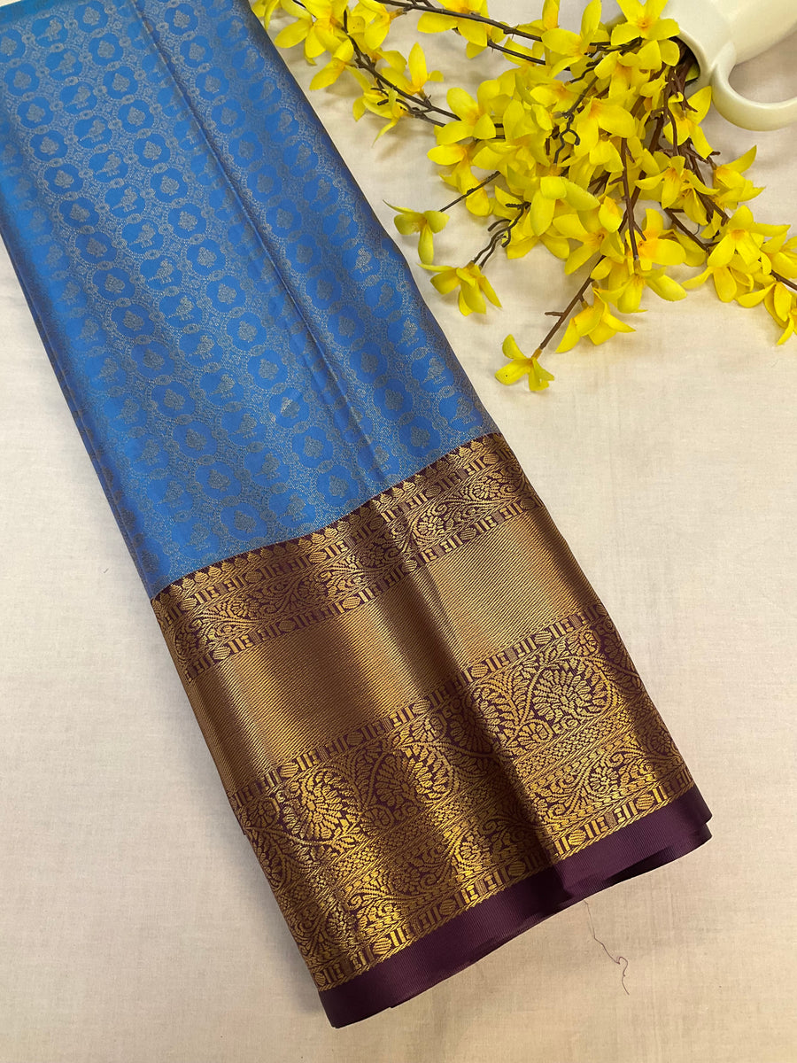 Blue Semi Silk Kanjeevaram Saree