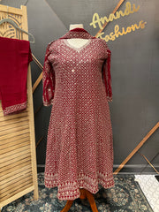 Maroon Party Wear Georgette Anarkali Kurti set