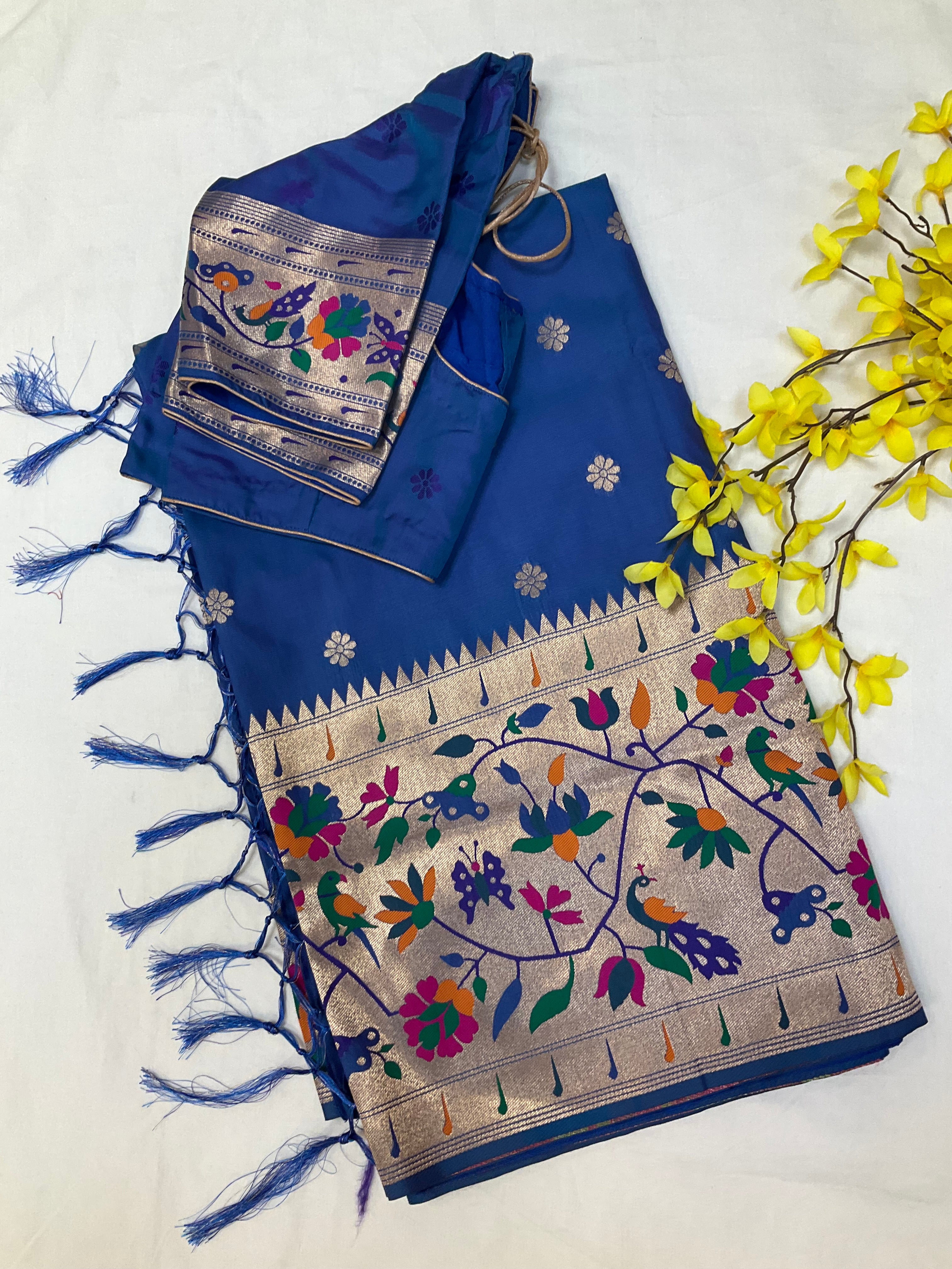 Royal Blue - Semi Silk Paithani Saree