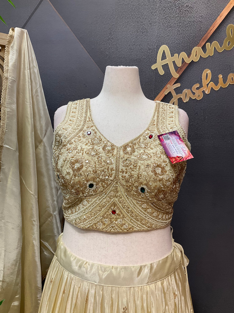 Pastel Shade Tissue Designer Lehenga set