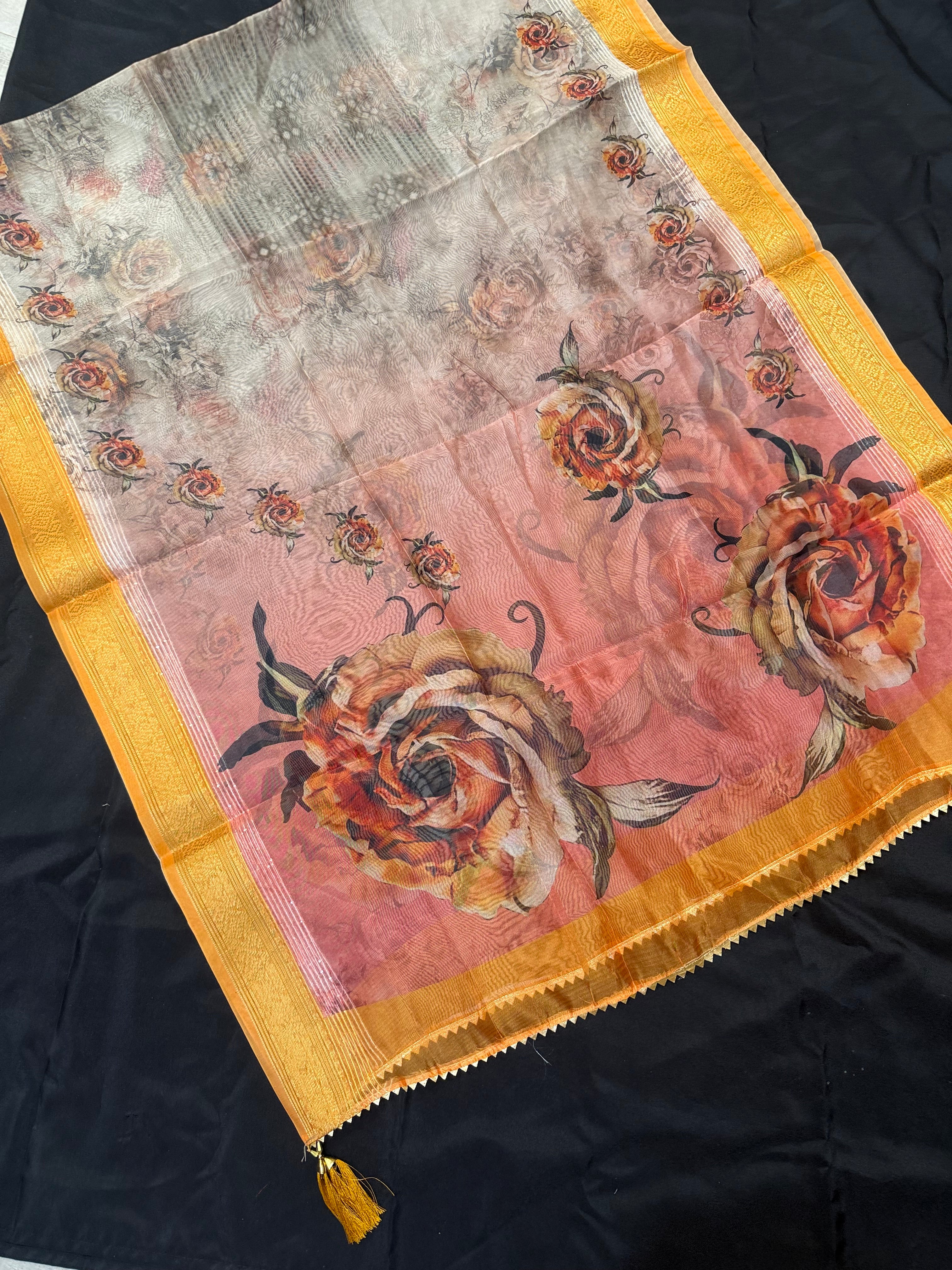 Multicolor Digital Print Organza Dupatta