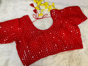 Red Plus Size Georgette Foil Mirror Blouse